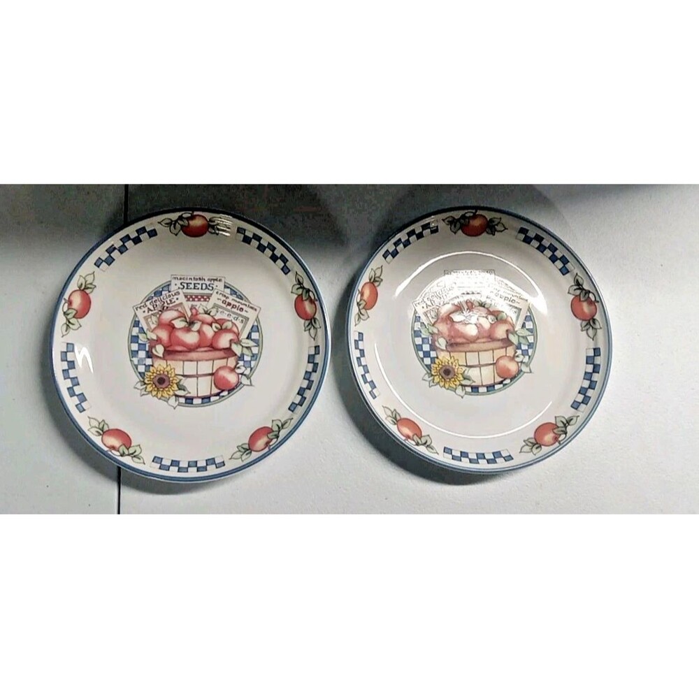 2 Vtg International Tableworks Appletime 1995 Salad Plates 8”